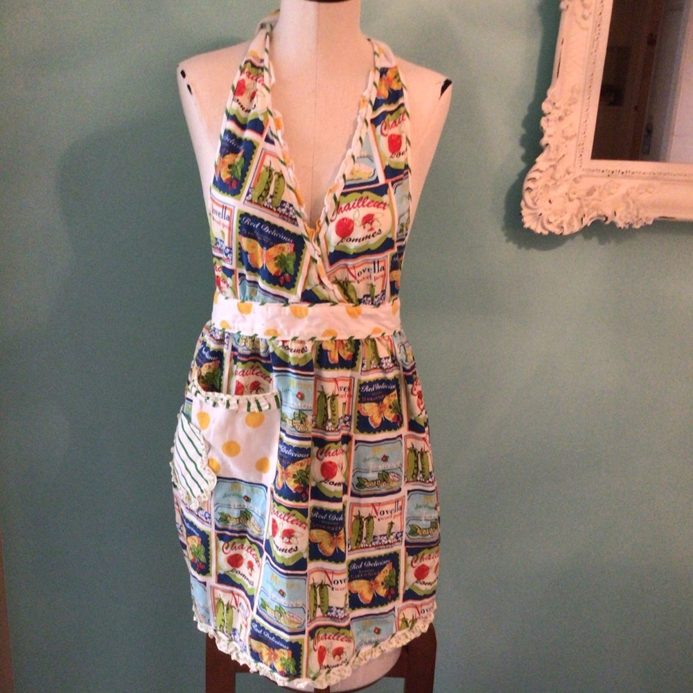 Vintage fruit vegetable crate label apron
